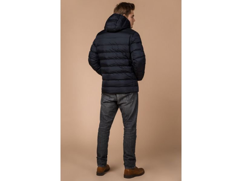 Мужская куртка с манжетами зимняя цвет темно-синий-красный модель 35228, фото 4