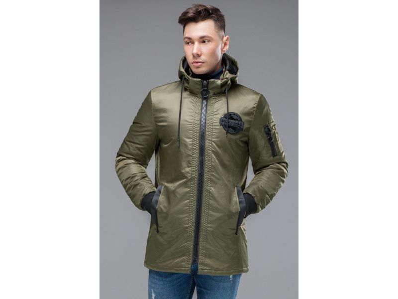Парка цвета хаки молодежная мужская осенне-весенняя модель 19740, фото 4