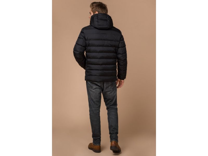 Теплая мужская зимняя куртка цвет черный-желтый модель 35228, фото 4