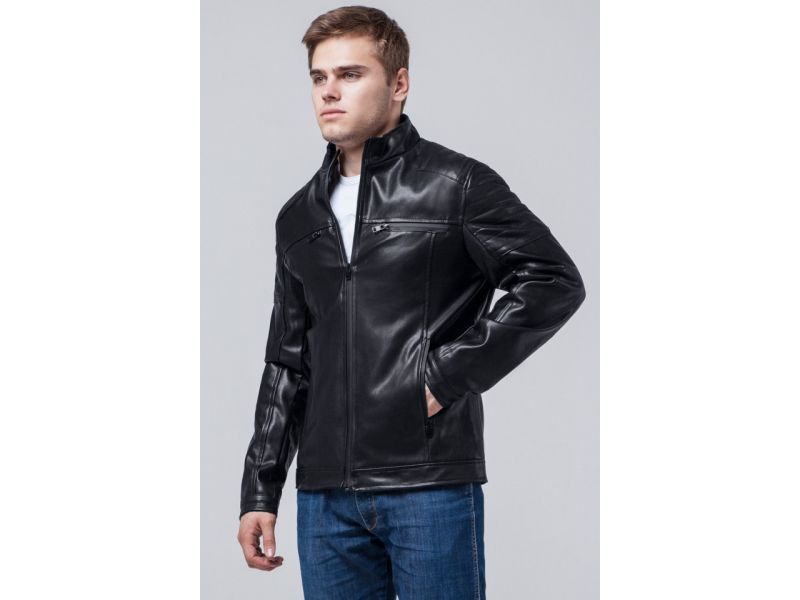 Черная куртка мужская осенне-весенняя молодежная модель 3645, фото 4