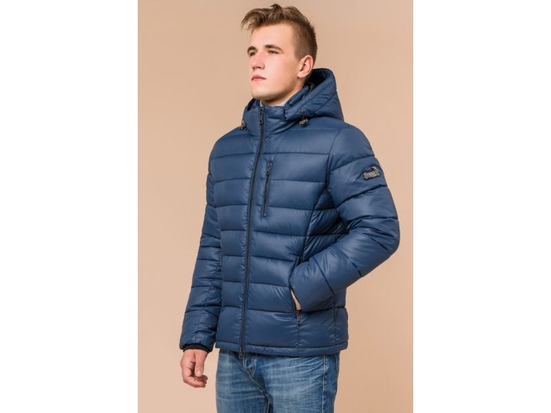 Мужская синяя куртка на зиму модель 36450, фото 4