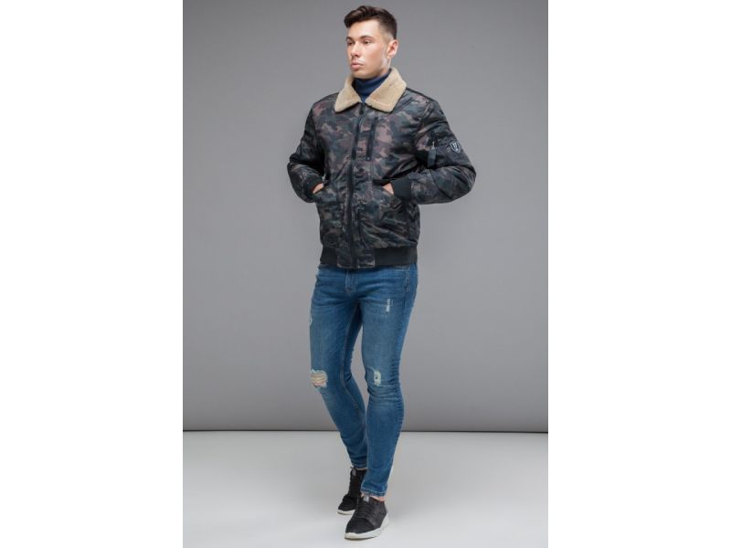 Темно-серый молодежный бомбер мужской осенне-весенний модель 38666, фото 4