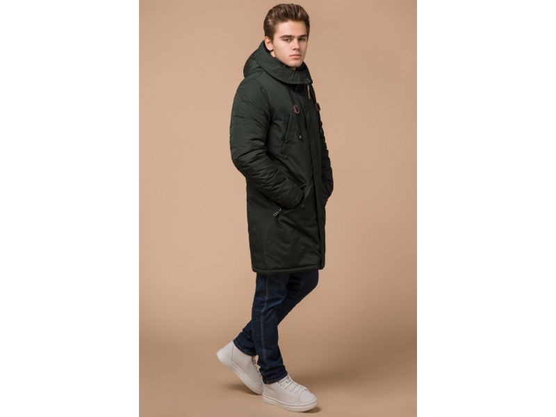 Парка цвета хаки мужская зимняя модель 13620, фото 4