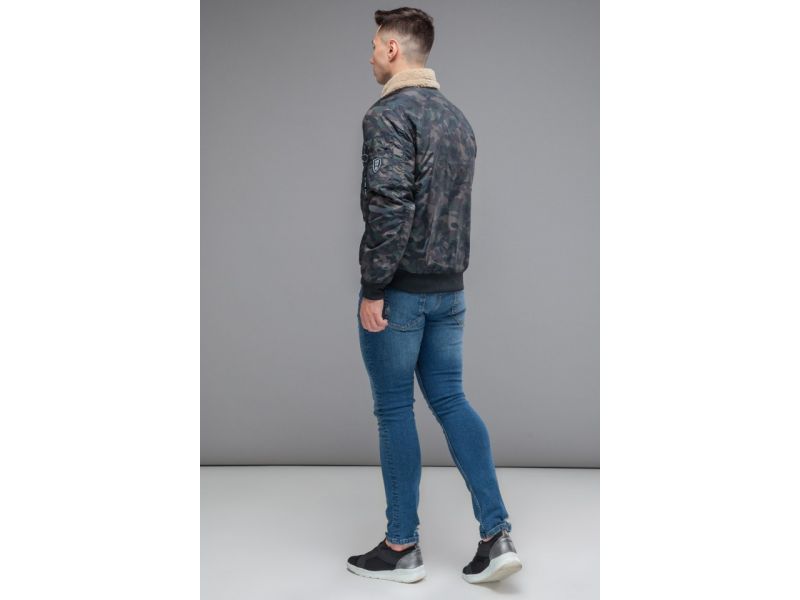 Темно-серый молодежный бомбер мужской осенне-весенний модель 38666, фото 5