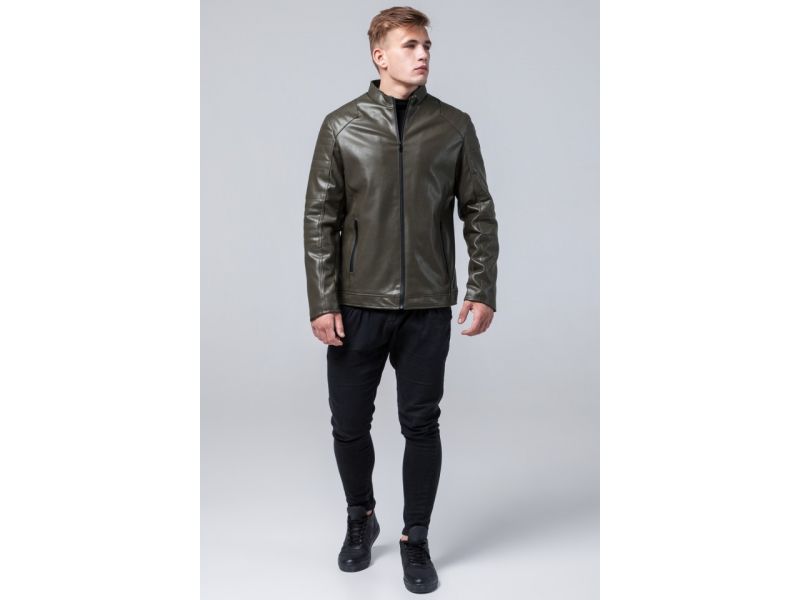 Молодежная куртка осенне-весенняя мужская цвета хаки модель 4327, фото 4