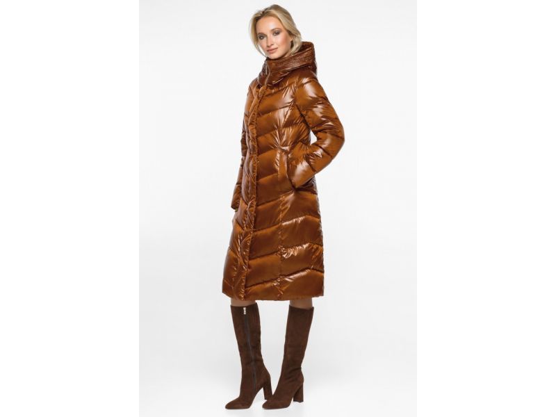 Современный женский воздуховик зимний цвет сиена модель 31024, фото 3