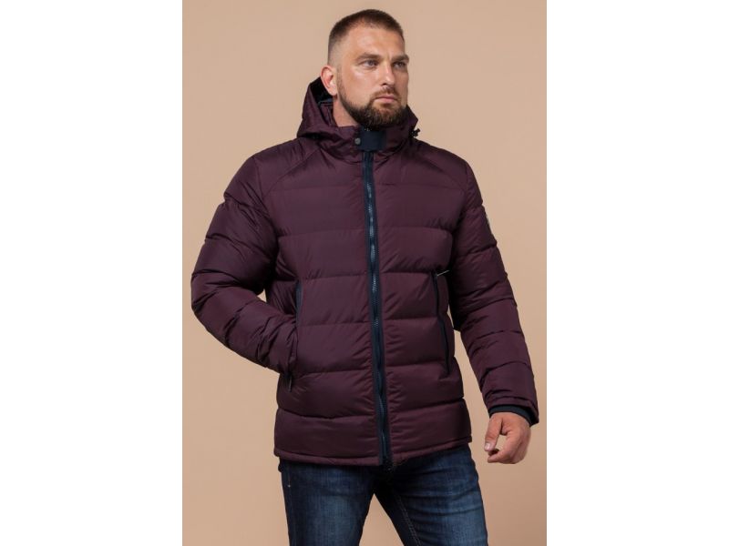 Зимняя темно-бордовая куртка для мужчин модель 32540, фото 4