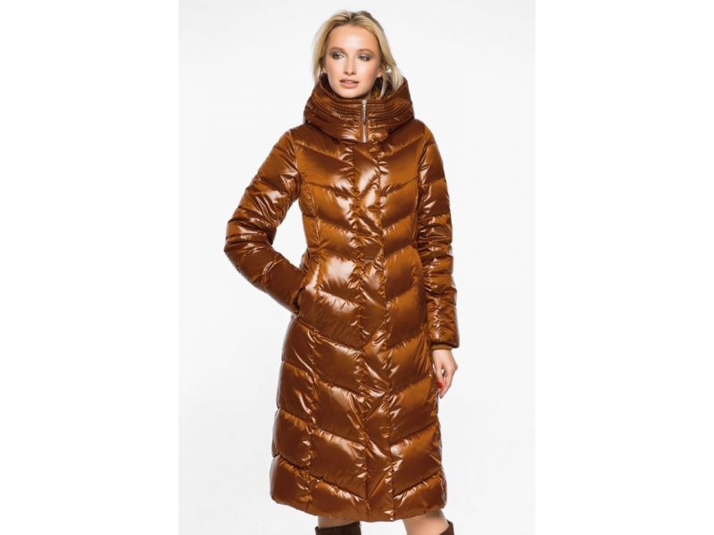 Современный женский воздуховик зимний цвет сиена модель 31024, фото 4