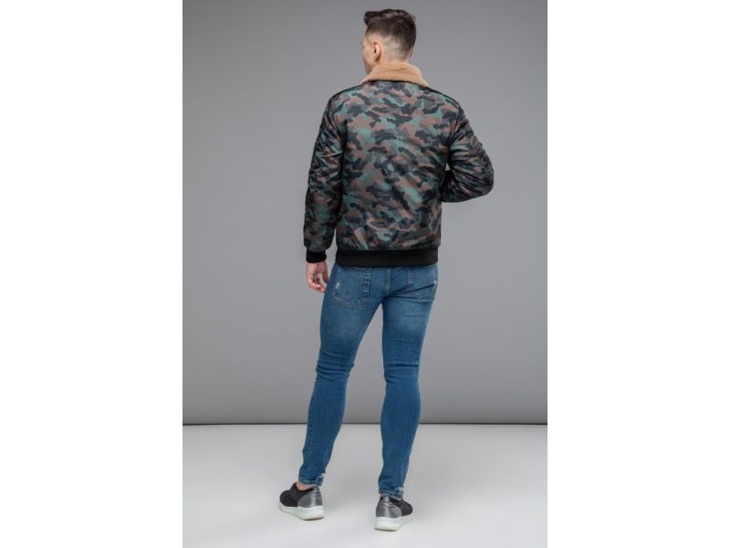 Бомбер осенне-весенний молодежный мужской цвета хаки модель 38666, фото 5