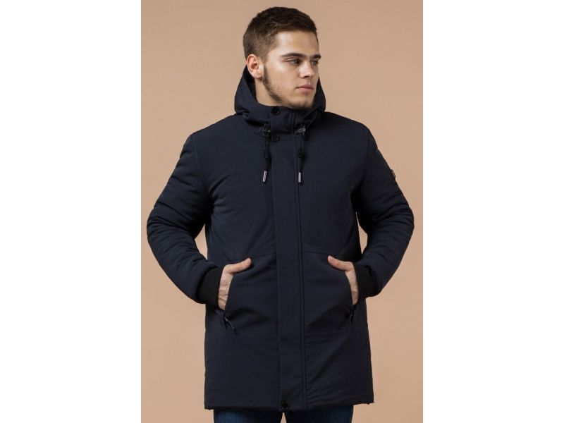 Темно-синяя парка мужская стандартной длины зимняя модель 9055, фото 4