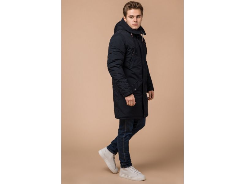 Мужская черно-синяя парка на зиму модель 13620, фото 4