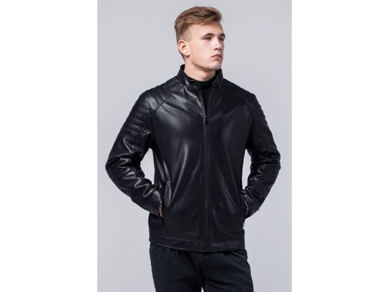 Осенне-весенняя молодежная куртка черная для мужчин модель 4327, фото 4