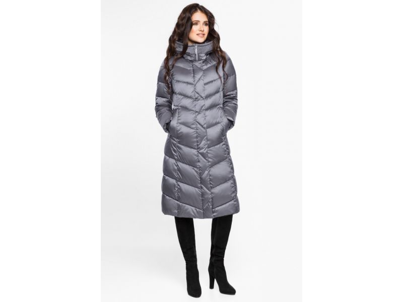 Жемчужно-серый женский зимний воздуховик модель 31024, фото 4