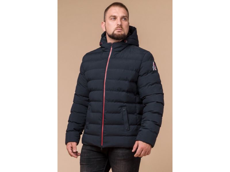 Куртка короткая мужская зимняя цвет темно-синий-красный модель 45115, фото 4