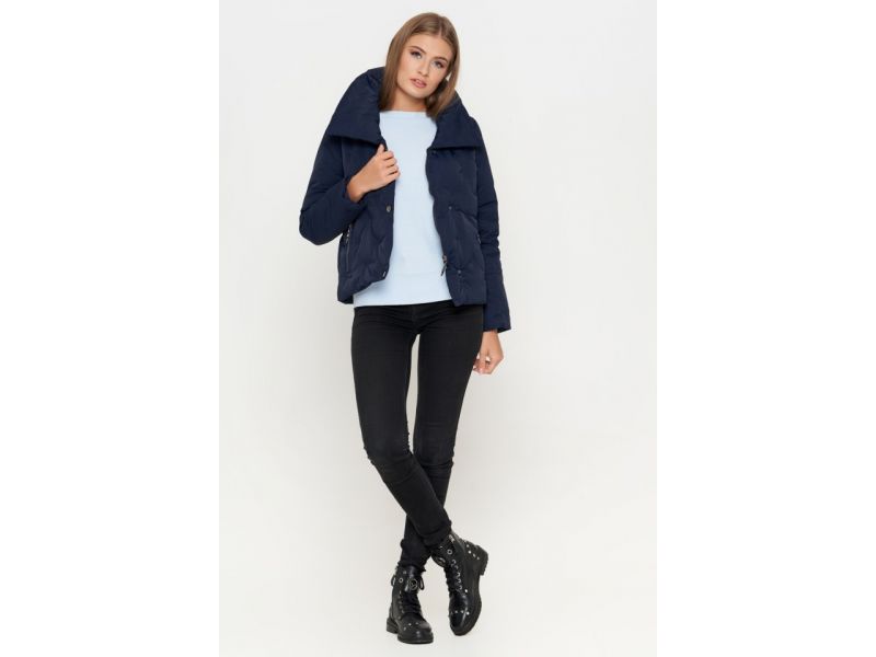 Осенне-весенний пуховик молодежный синий женский модель 25062, фото 4