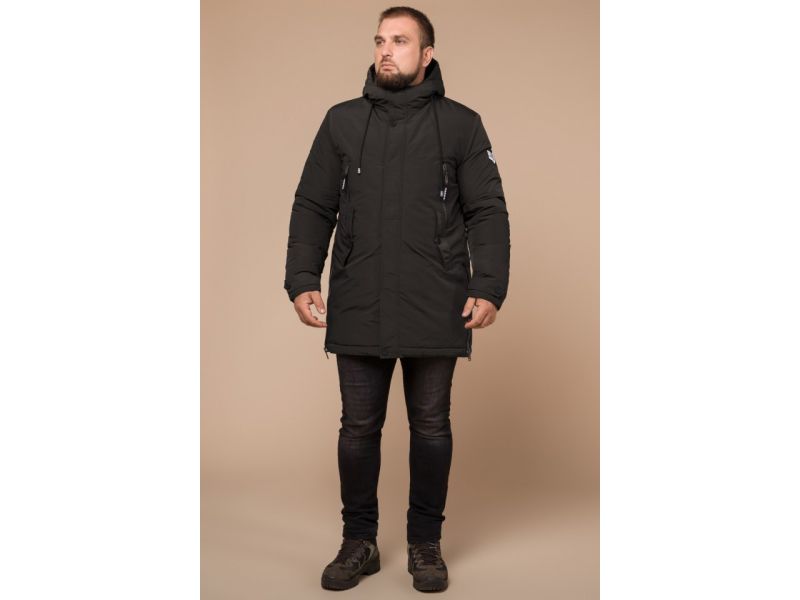 Коричневая парка мужская зимняя с капюшоном модель 19058, фото 4