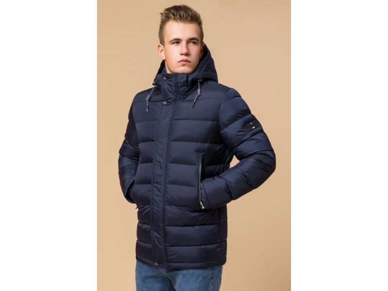 Зимняя практичная куртка сине-черная мужская модель 37533, фото 4