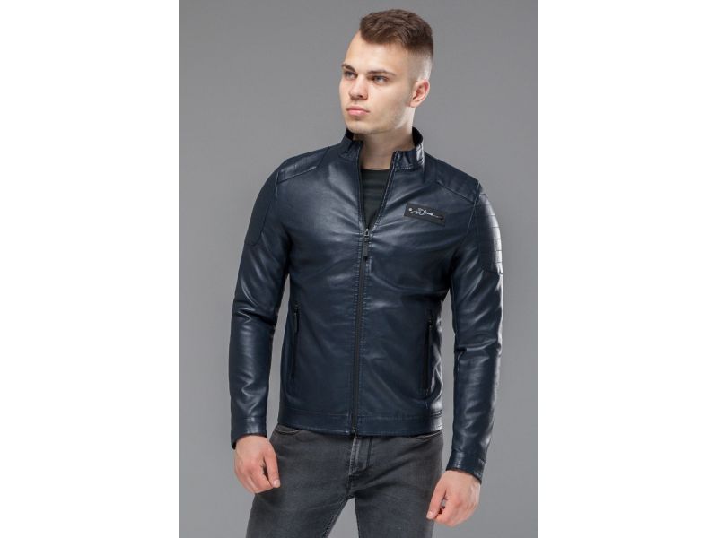 Темно-синяя куртка молодежная мужская осенне-весенняя модель 36361, фото 4