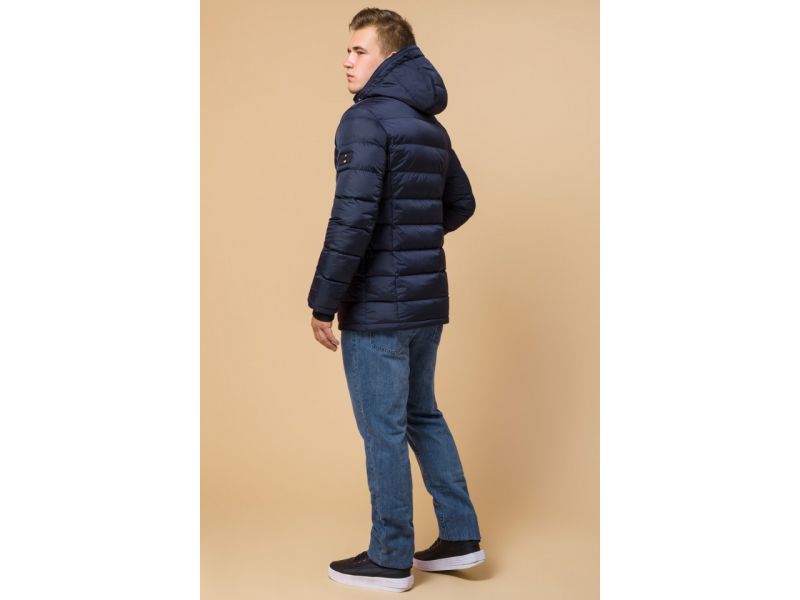 Зимняя практичная куртка сине-черная мужская модель 37533, фото 5