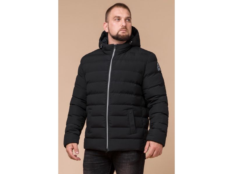 Куртка зимняя на молнии мужская цвет черный-серебро модель 45115, фото 4