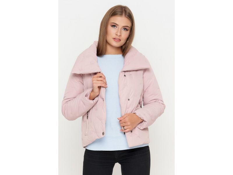 Осенне-весенний молодежный женский пуховик цвет пудра модель 25062, фото 3