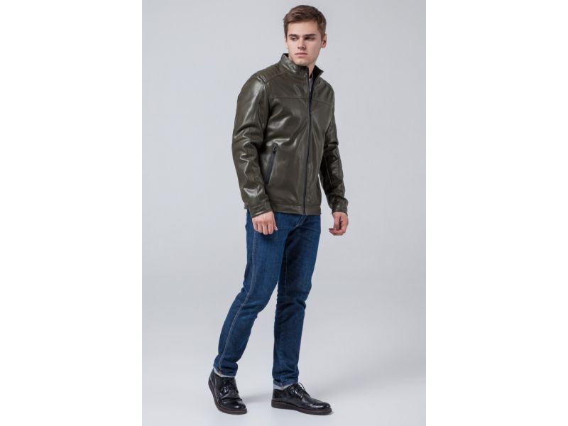 Осенне-весенняя молодежная мужская куртка цвета хаки модель 4834, фото 4