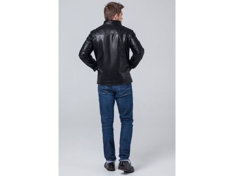 Черная мужская молодежная куртка осенне-весенняя модель 4834, фото 4