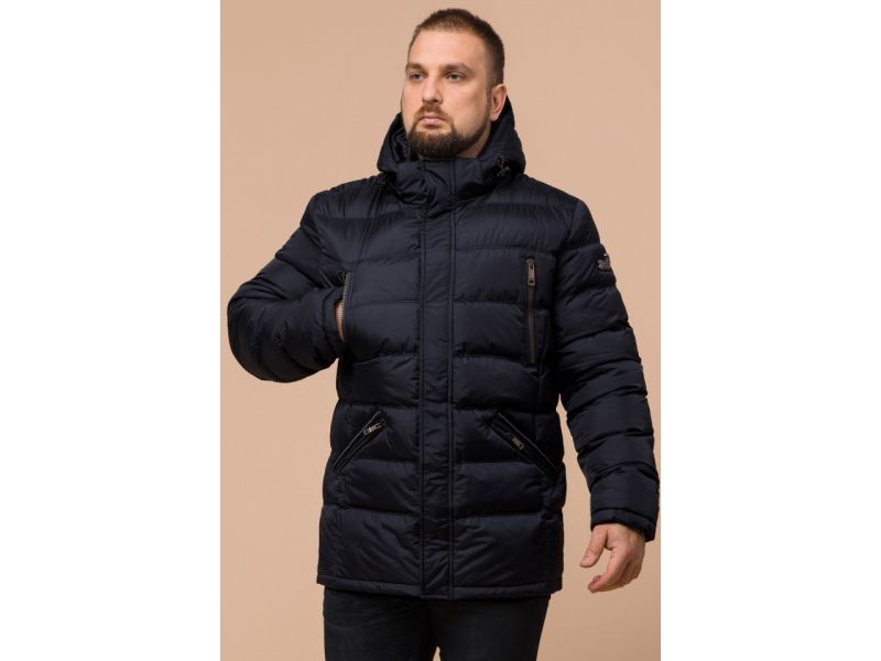 Куртка большого размера для мужчин зимняя черно-синяя модель 12952, фото 4