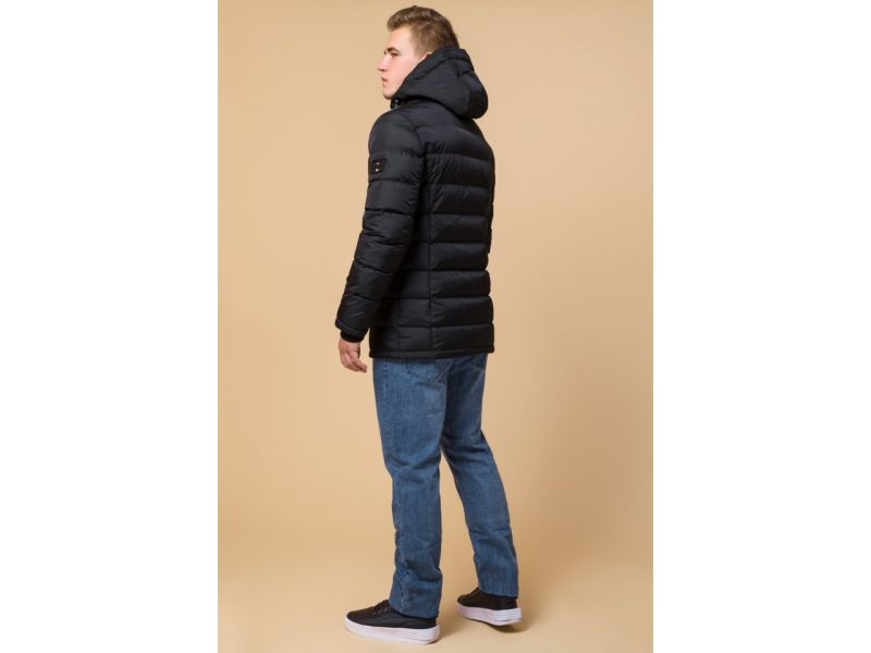 Черная мужская зимняя куртка с карманами модель 37533, фото 5
