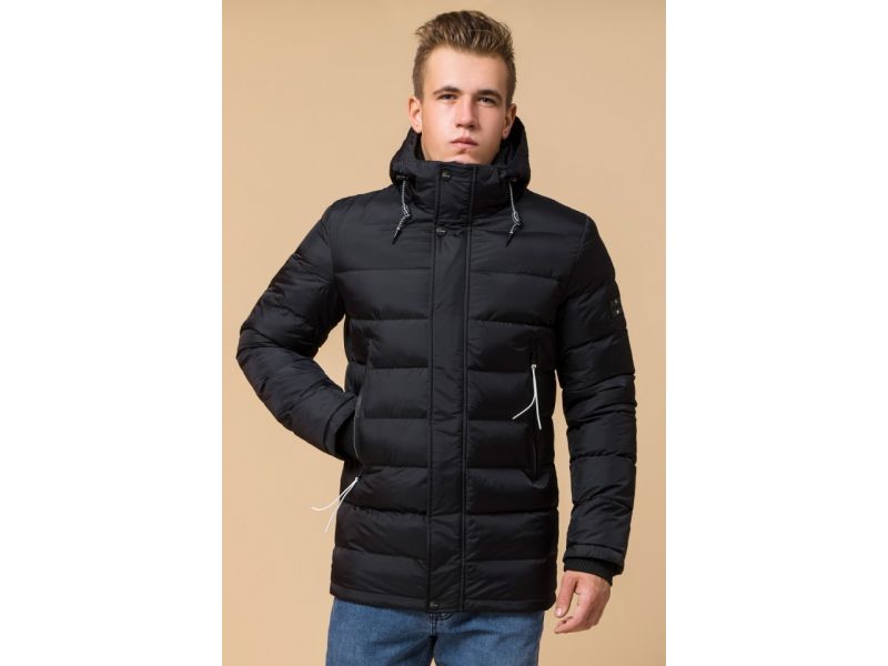 Черная мужская зимняя куртка с карманами модель 37533, фото 4