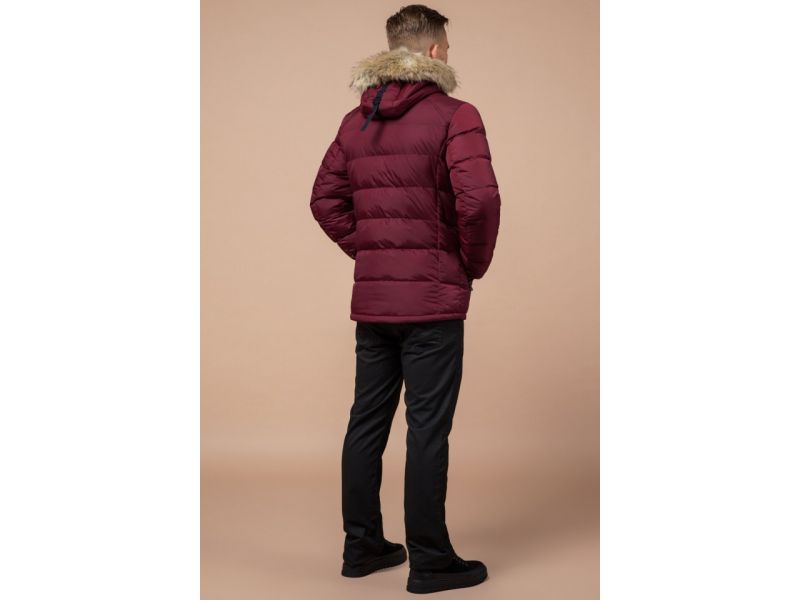 Бордово-черная куртка для мужчин зимняя модель 38268, фото 5