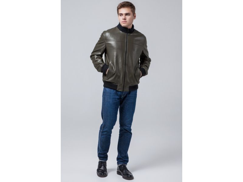 Осенне-весенняя молодежная легкая куртка мужская цвета хаки модель 2970, фото 4