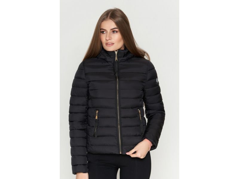 Черный женский молодежный пуховик осенне-весенний модель 25115, фото 4