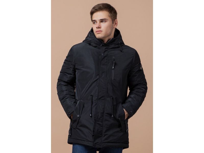 Парка черная зимняя мужская с водозащитным покрытием модель 49720, фото 4