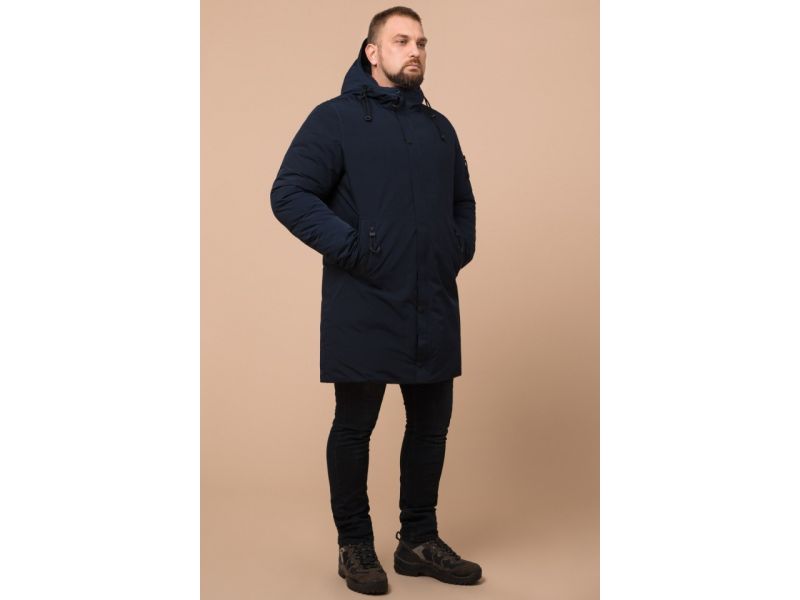Зимняя темно-синяя парка для мужчин модель 23425, фото 4