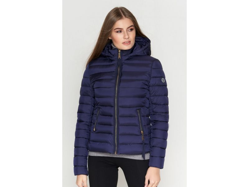 Синий осенне-весенний пуховик молодежный женский модель 25115, фото 4