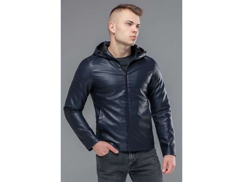 Короткая темно-синяя куртка осенне-весенняя молодежная модель 15353, фото 4