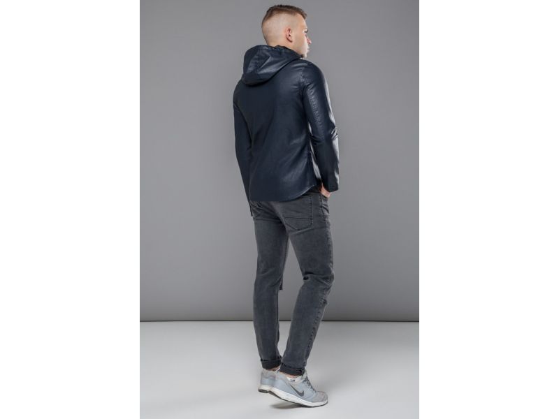 Короткая темно-синяя куртка осенне-весенняя молодежная модель 15353, фото 5