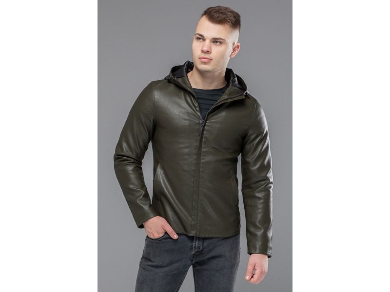 Куртка молодежная цвета хаки осенне-весенняя мужская модель 15353, фото 4