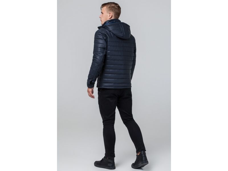 Короткая темно-синяя молодежная мужская куртка осенне-весенняя модель 3357, фото 5