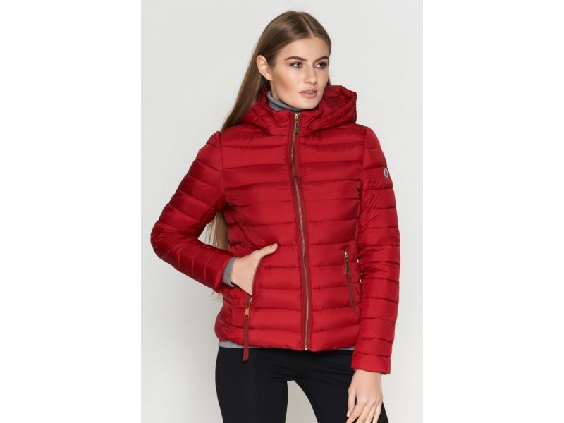 Бордовый молодежный осенне-весенний женский пуховик модель 25115, фото 4