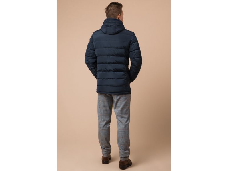 Брендовая куртка синяя мужская на зиму модель 38828, фото 5