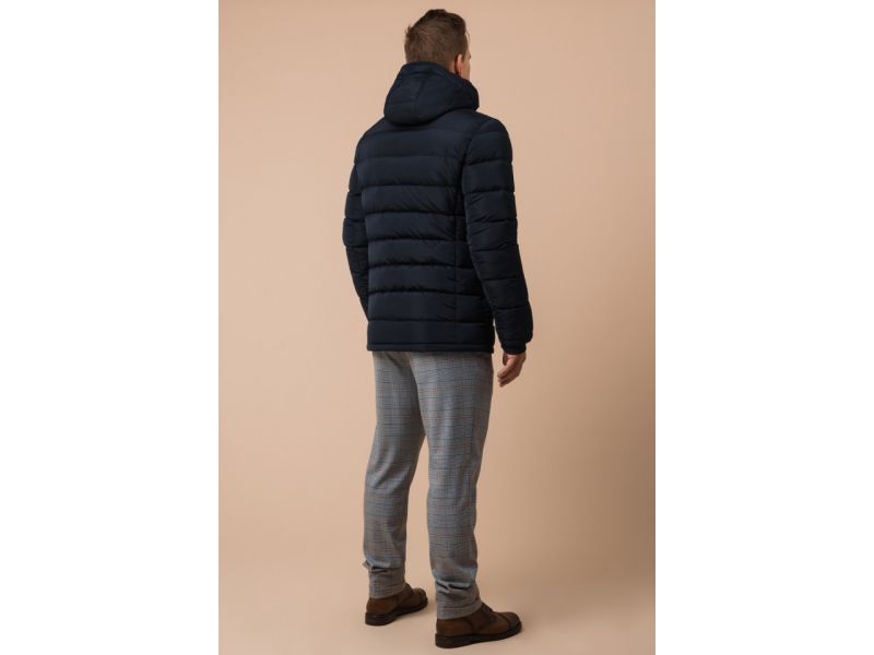 Темно-синяя износостойкая куртка на зиму для мужчин модель 38828, фото 5