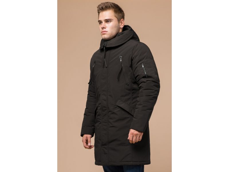 Парка коричневая мужская зимняя удлиненная модель 23675, фото 4