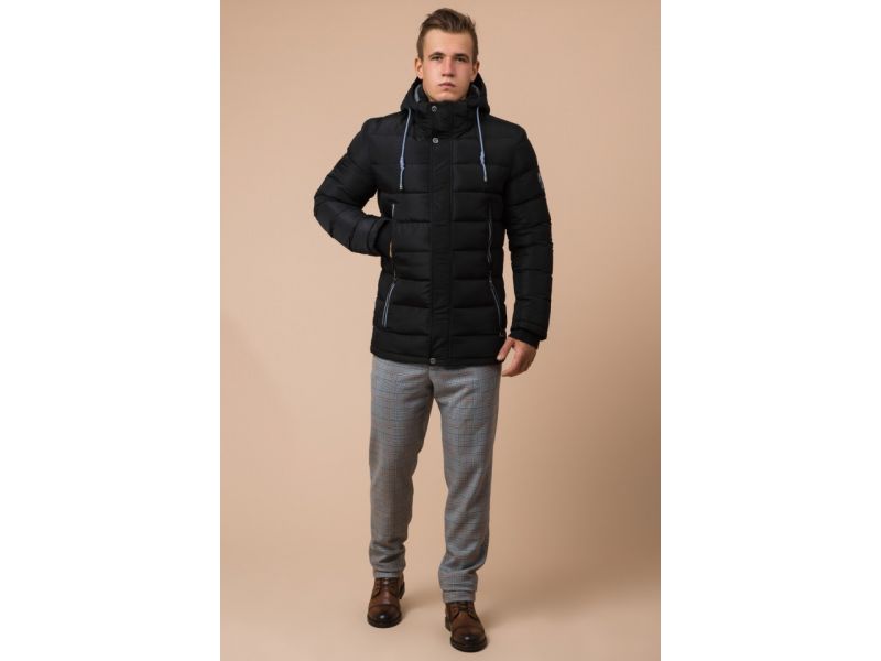 Стильная мужская куртка зимняя черная модель 38828, фото 4