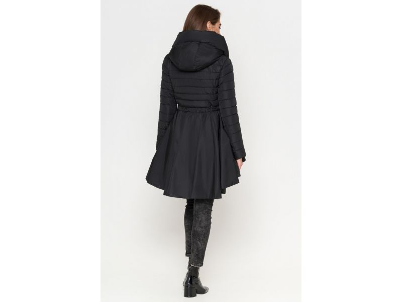 Пуховик молодежный женский черный осенне-весенний модель 25755, фото 3