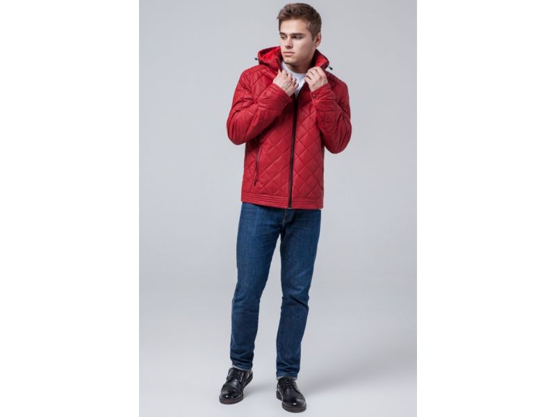 Красная мужская куртка осенне-весенняя молодежная модель 2072, фото 4