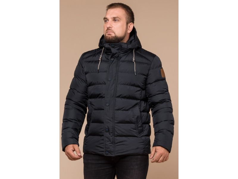 Мужская куртка с капюшоном графитовая зимняя модель 46215, фото 4