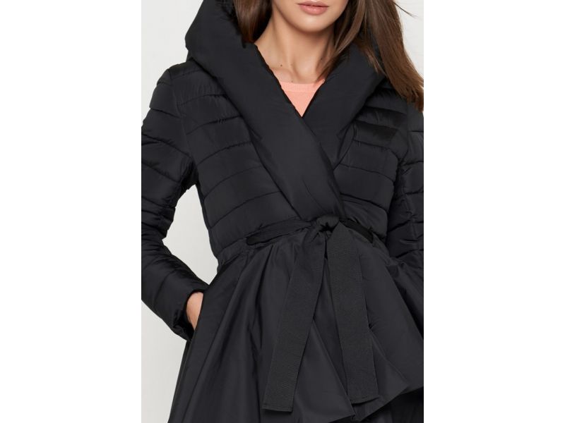 Пуховик молодежный женский черный осенне-весенний модель 25755, фото 4