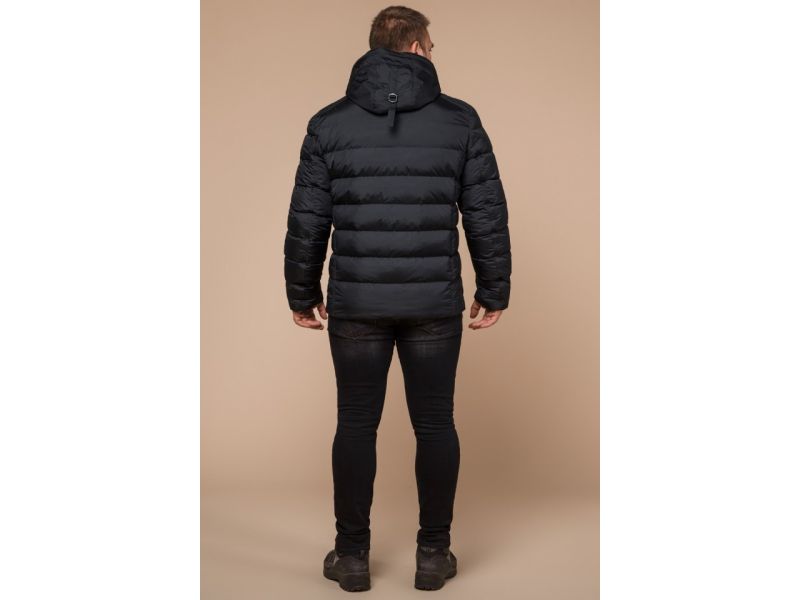 Мужская куртка с капюшоном графитовая зимняя модель 46215, фото 5